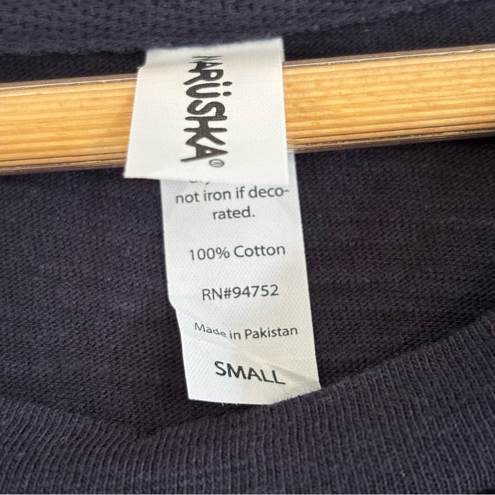MARUSHKA Womens Beach Dogs 3/4 Sleeve Tee Size Small Navy Casual - Picture 7 of 8